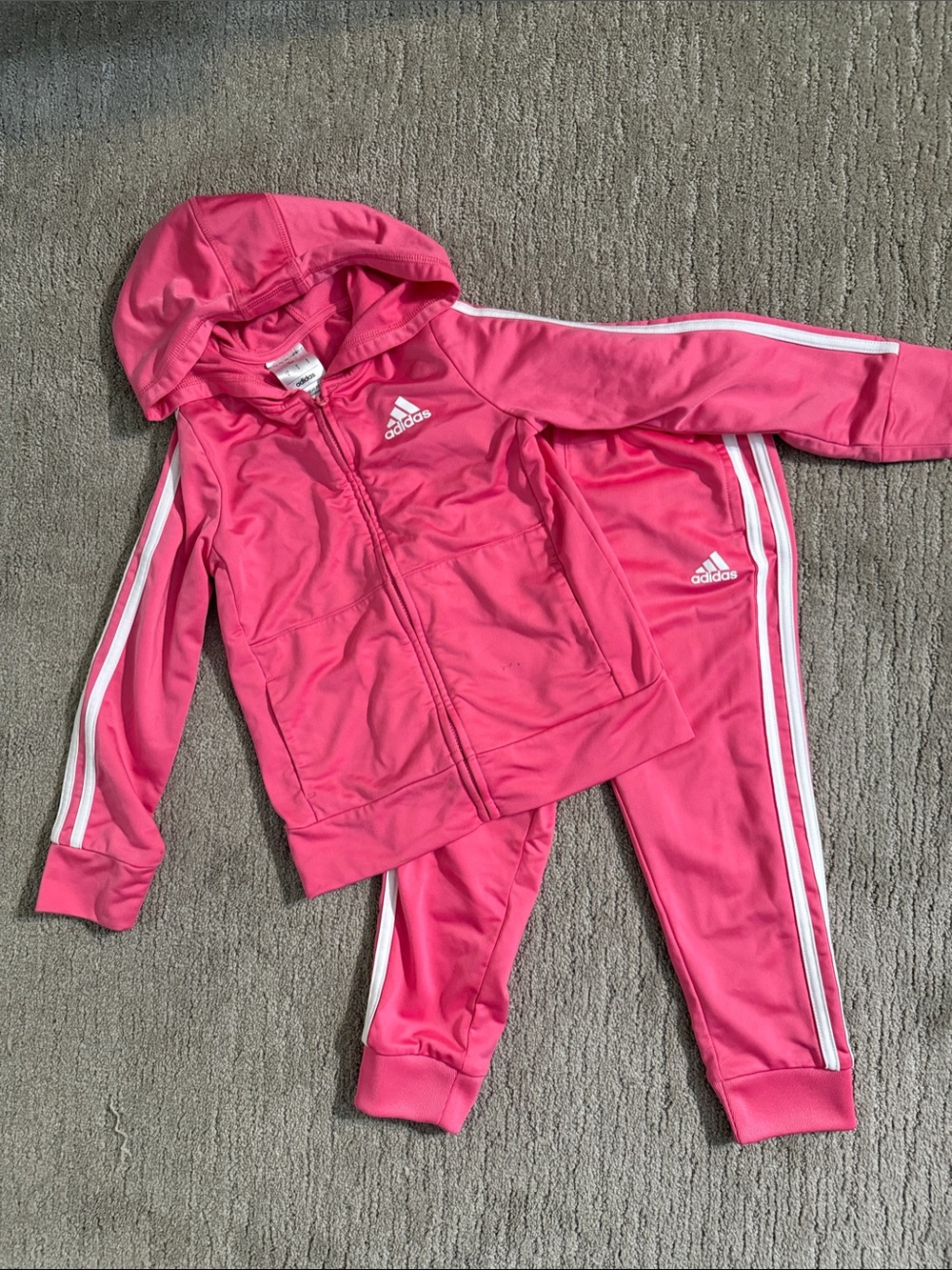 adidas Girls' Hot Pink Hoodie Track Jacket and Pants Set